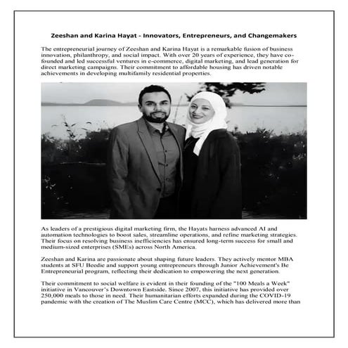 Get to Know about Zeeshan and Salma Karina Hayat | PDF