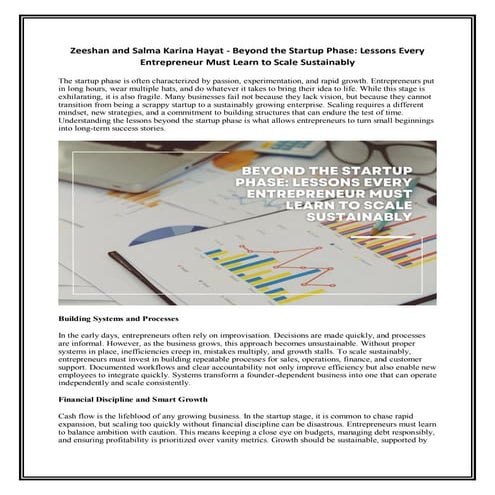 Zeeshan and Salma Karina Hayat - Beyond the Startup Phase - Lessons ...