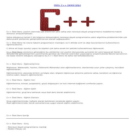 öZel c++ dersi̇ şi̇şli̇