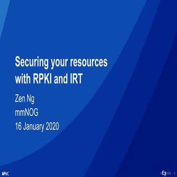 MMIX Peering Forum and MMNOG 2020: Securing your resources with RPKI and IRT