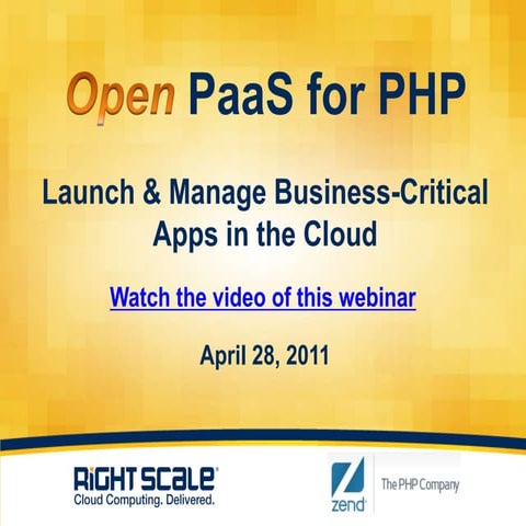 Introducing "PaaS in a Box" – Scalable, Flexible, Portable PHP in the Cloud
