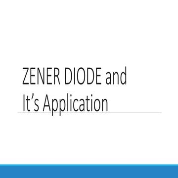 Zener diode and its applications