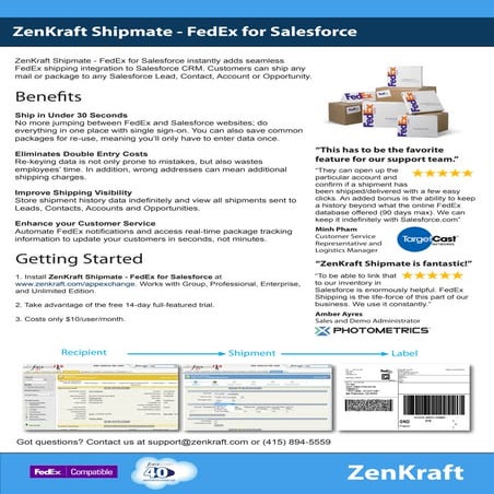 ZenKraft Shipmate  - FedEx For Salesforce Datasheet