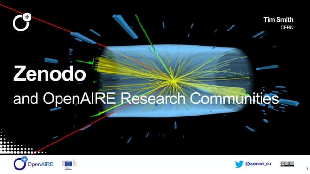 Zenodo  and OpenAIRE Research Communities (Presentation by Tim Smith at DI4R2...