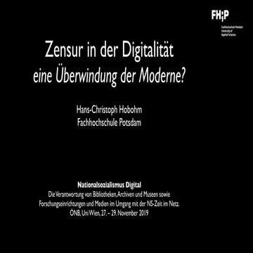 Zensur in der Digitalität - eine Überwindung der Moderne?