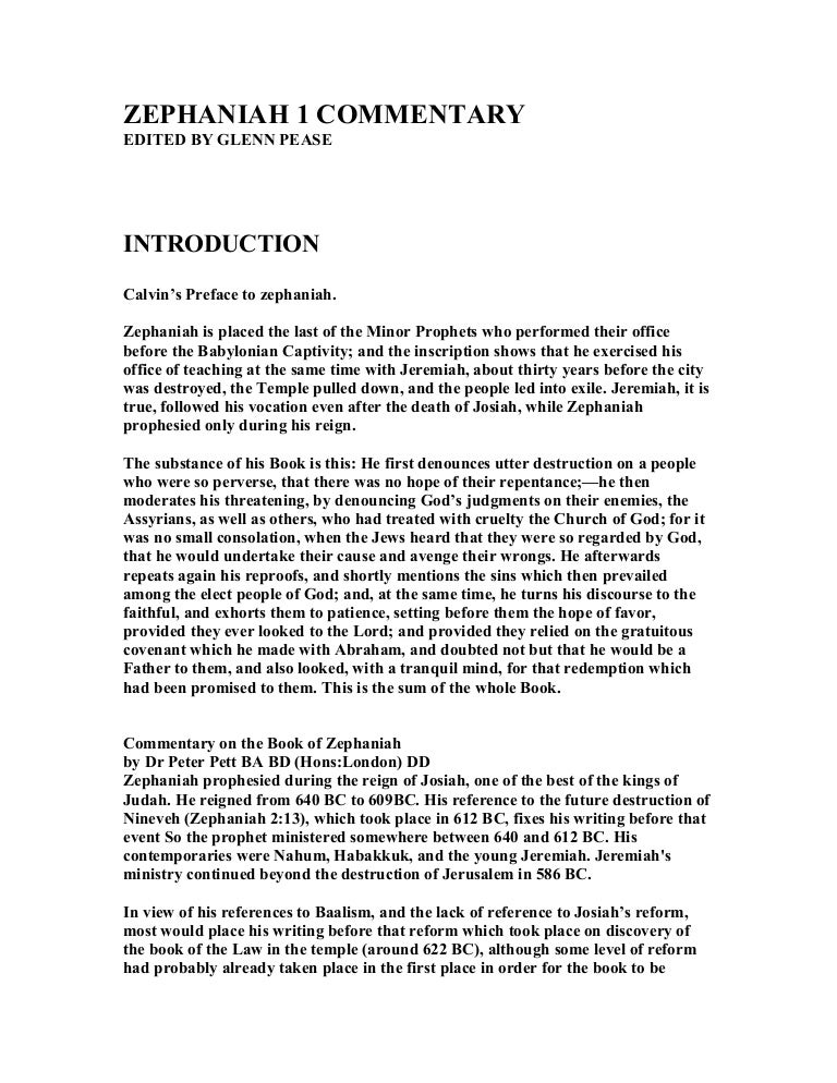 Zephaniah 1 Commentary