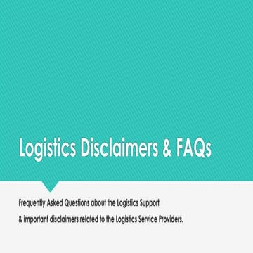 Zepo Logistics Disclaimer