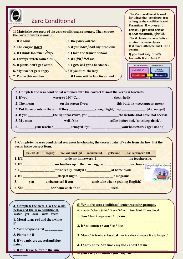 zero conditional exercises grammar drills grammar guides tests 88319