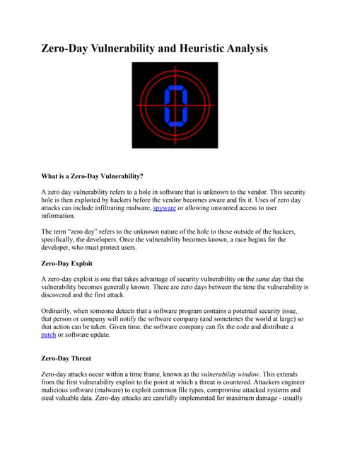 Zero-Day Vulnerability and Heuristic Analysis