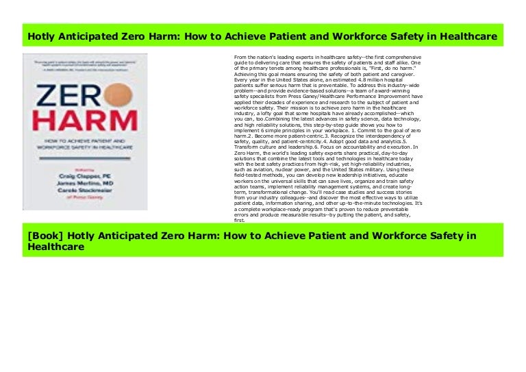 Hotly Anticipated Zero Harm How to Achieve Patient and Workforce Saf…