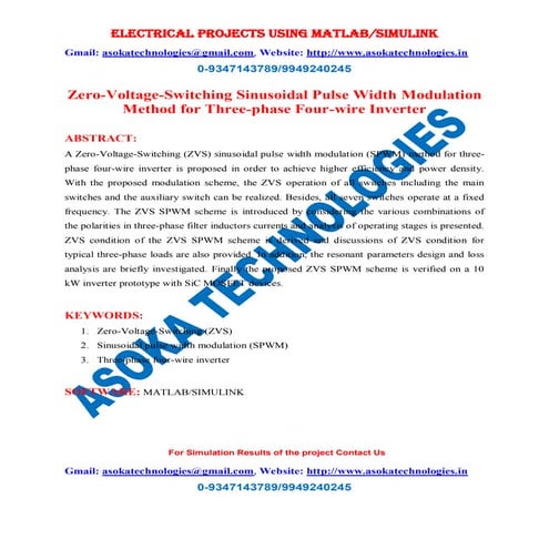 Zero voltage-switching sinusoidal pulse width modulation method for three-pha...