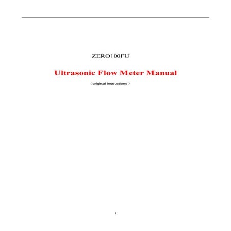 ZERO100PU portable ultrasonic flow meter manual | PDF