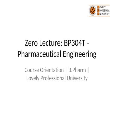 Zero Lecture describes course outcomes BP304T.ppt