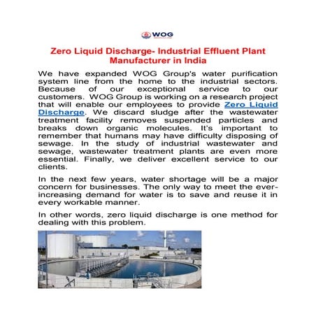 Zero Liquid Discharge- Industrial Effluent Plant Manufacturer in India-Indust...