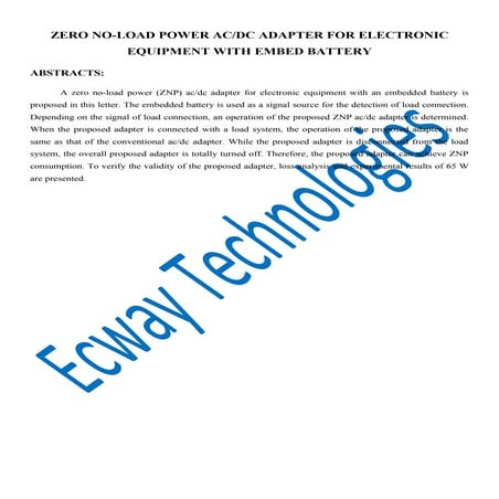 Zero no load power acdc adapter for electronic equipment with embed battery