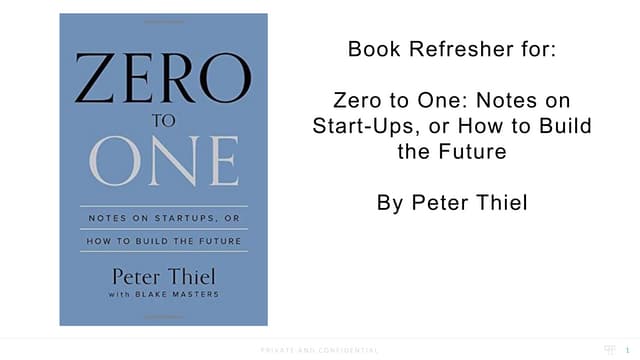 [Book Refresher] Zero to One by Peter Thiel
