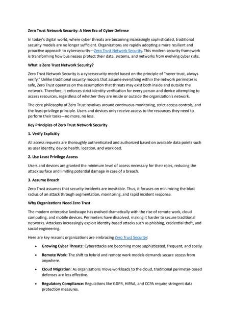 Zero Trust Architecture Reimagining Network Security Pptx