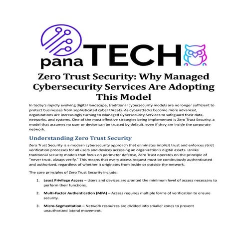 Zero Trust Security Why Managed Cybersecurity Services Are Adopting This Model