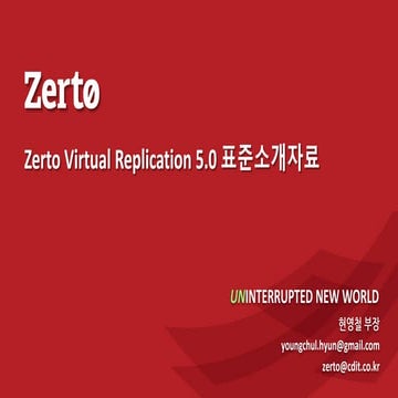 Zerto virtual replication 5.0 표준소개자료