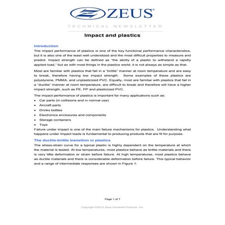 Zeus impactand plastics