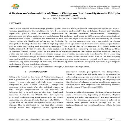 Zewde alemayehu tilahun a review on vulnerability of climate change on liveli...