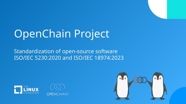 Standardization of open-source softwareISO/IEC 5230:2020 and ISO/IEC 18974:2023 @ ZF Conference