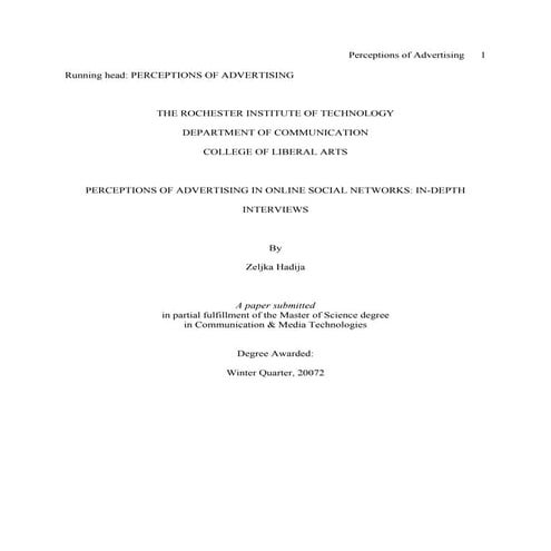 Percepcions of Advertising in Online Social Networks