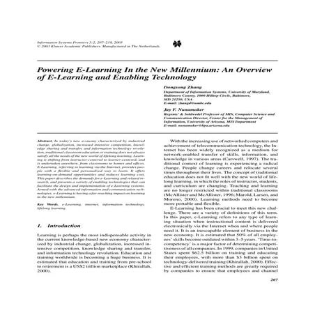 Powering E-Learning In the New Millennium: An Overview of E-Learning and Enab...