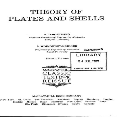Theory of plates and shells timoshenko
