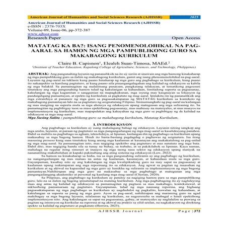 MATATAG KA BA?: ISANG PENOMENOLOHIKAL NA PAGAARAL SA HAMON NG MGA PAMPUBLIKON...
