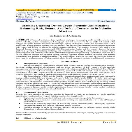 Machine Learning-Driven Credit Portfolio Optimization: Balancing Risk, Return...