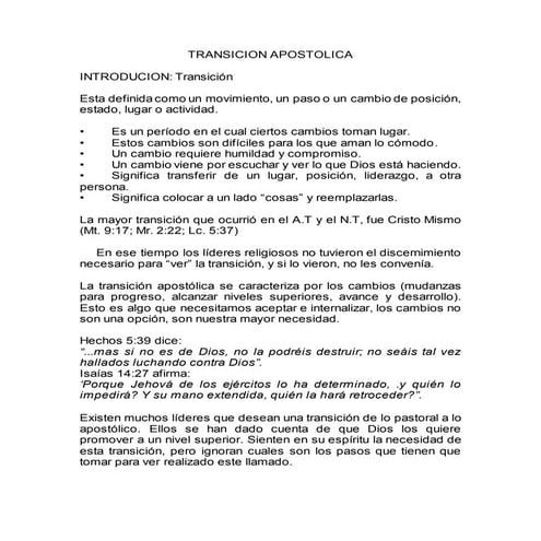 Transiciones apostolicas