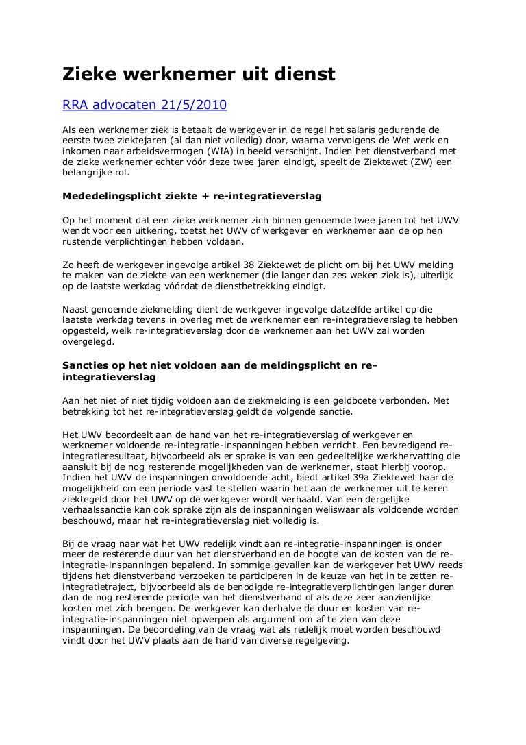 Zieke werknemer uit dienst