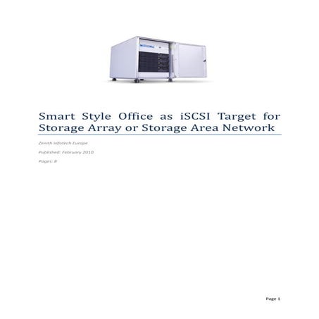 White Paper: Smart Style Office as iSCSI Target for Storage Array and Storage Area Network