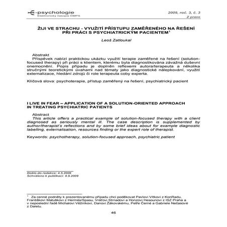 Žiji ve strachu – využití přístupu zaměřeného na řešení při práci s ...
