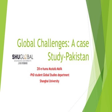 Global challenges-A case study Pakistan