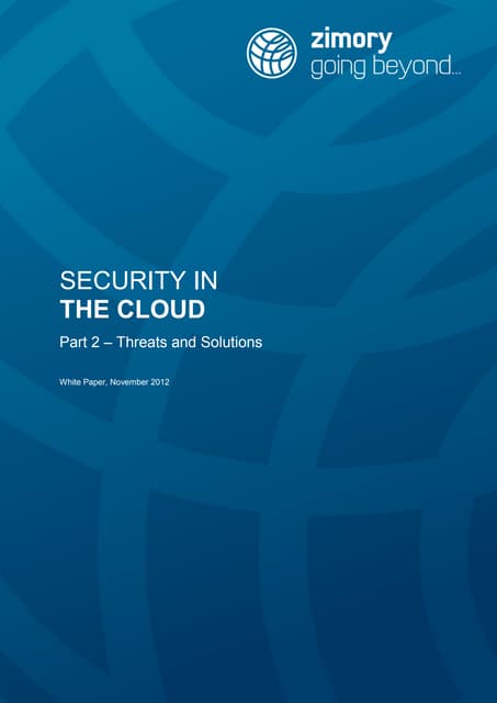 Zimory White Paper: Security in the Cloud pt 2/2