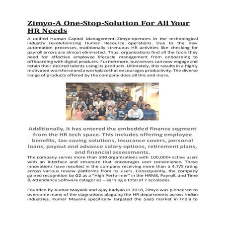 Zimyo-A One-Stop-Solution For All Your HR Needs