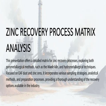 Zinc Recovery Process sampling Matrix for both pyrometallurgical Waelz ...
