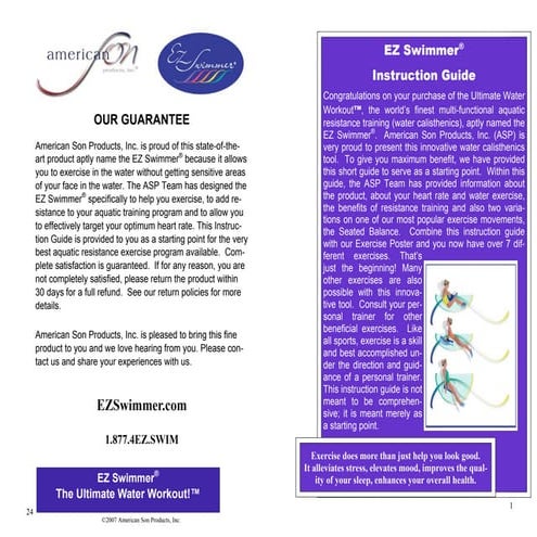 EZSwimmer Instruction Manual
