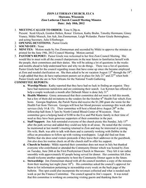 Zion council minutes 2012 07-10