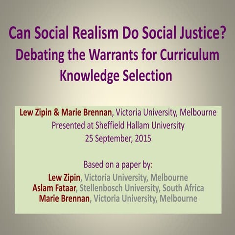 Can Social Realism Do Social Justice? Debating the Warrants for Curriculum Kn...