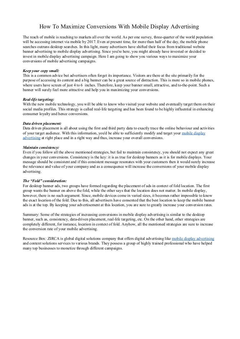 How To Maximize Conversions With Mobile Display Advertising