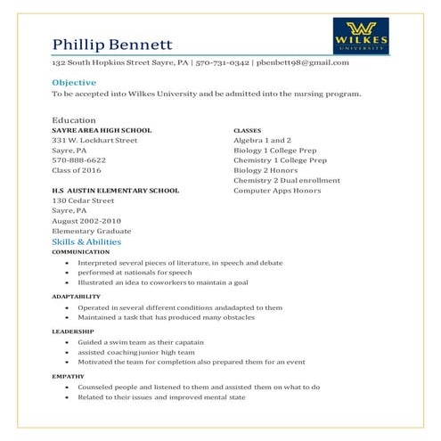 Phillip Bennett resume
