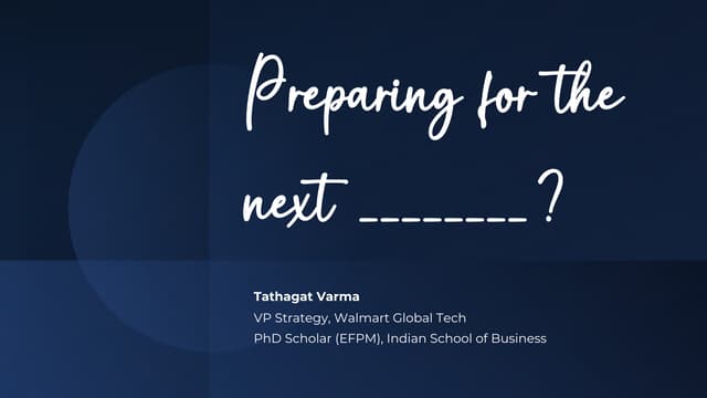 Preparing for the next ________?