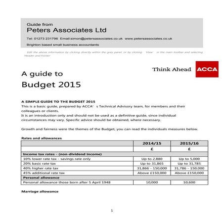 Guide to budget 2015