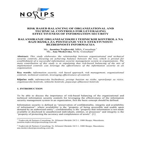 Zlatibor   risk based balancing of organizational and technical controls for ...