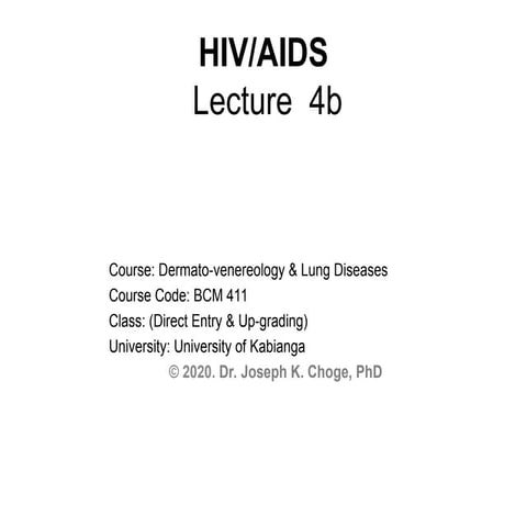 Zm-B411-L4b-HIV-AIDS.ppt BCM 411 Zm-B411-L4b-HIV-AIDS.ppt BCM 411 | PPT