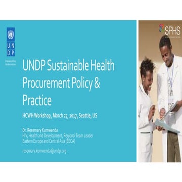 UNDP Sustainable Health Procurement Policy and Practice