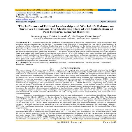 The Influence of Ethical Leadership and Work-Life Balance on Turnover ...